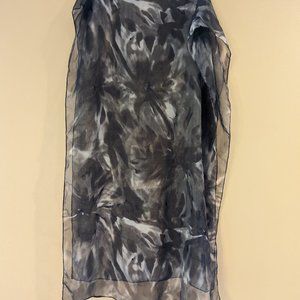 Dark Green Abstract Floral Scarf